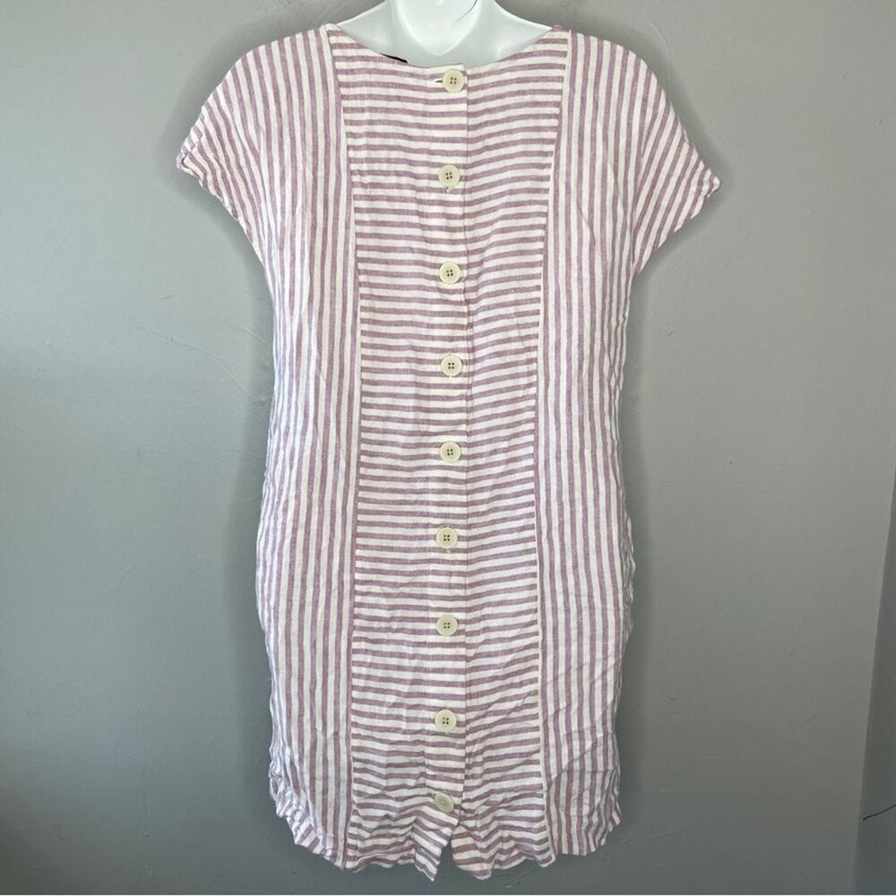 MADEWELL Linen Blend Dress Womens XSmall Striped Mini Summer Trip Coastal Beach - Picture 7 of 10